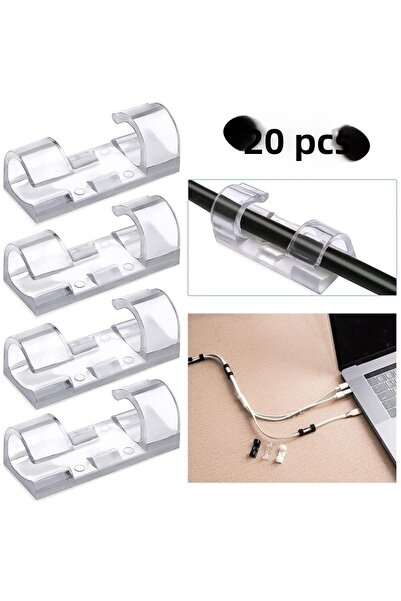 Sekiz8 20 قطعة من مثبتات الكابلات - حامل كابلات زجاجية لبلاط الحائط، مشابك من...