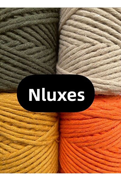 NLUX 1 Kg Ață de bumbac pentru macrame 3.0 / 3.5 mm 4x250 gr