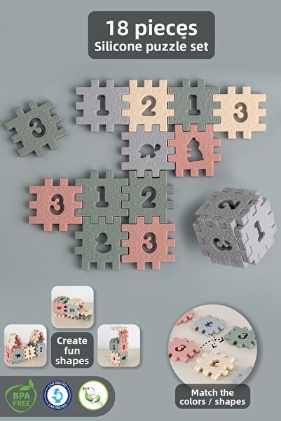 Meleni Baby لعبة أحجية الصور المقطوعة من السيليكون مكونة من 18 قطعة - لعبة تع...