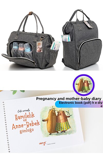 Sahra طقم حقيبة ظهر وكتف مكون من قطعتين للعناية بالأم والطفل مع حجرة حرارية (هدية مذكرات الأم والطفل بتقنية PDF)