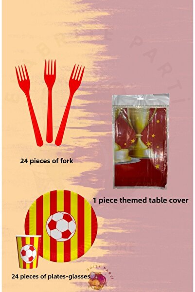 Evabrite Комплект за 24 души с ветрилообразен жълто-червен мотив - Медия - Ко...