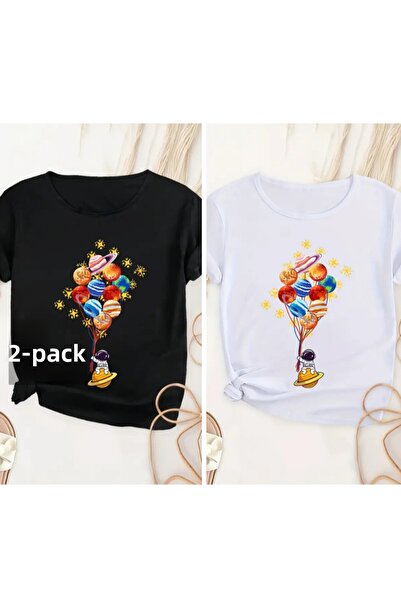 DAXİS Sportwear Company Set of 2 Printed Crew NecK T-shirts for Boys and Girls