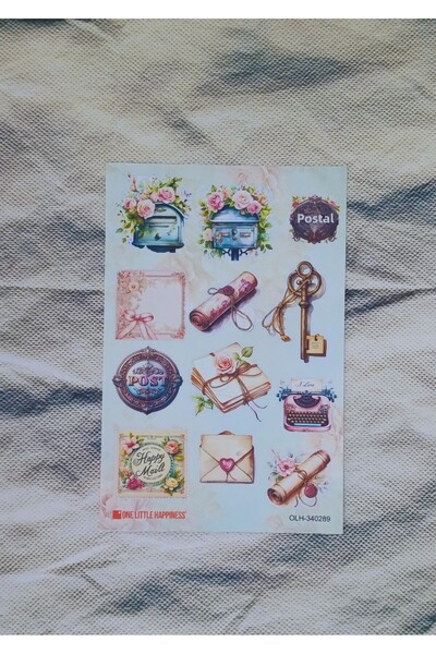 One Little Happiness مجموعة ملصقات مجلة عتيقة الطراز ذات طابع بريدي / مناسبة ...