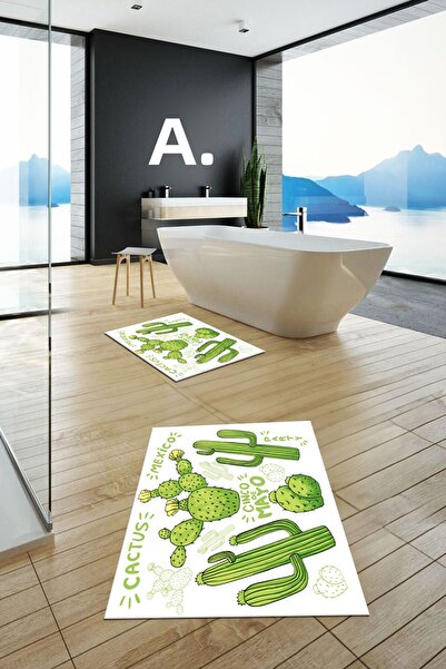 EY HOME cu imprimeu Set de covoraș de baie dublu, lavabil, anti-alunecare, cu...