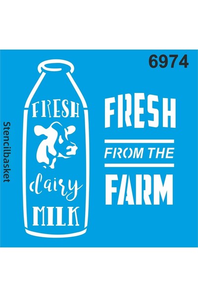 StencilSepeti Milk Farm - Stencil Painting Template 40x40cm