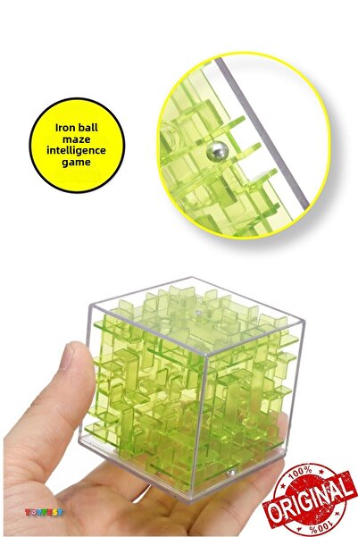 TOYFEST مكعب ذكاء المتاهة مع كرة حديدية خضراء - مكعب ذكي