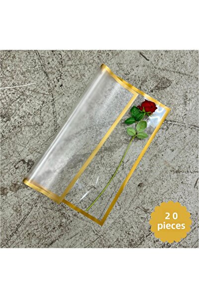 COLORPAK 20Pcs White Backdrop and Gold Edged Gelatin Paper Matte Opp 55X55Cm Flower Bouquet Packaging
