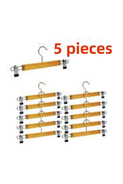 Balsa Grup 5 Pieces Wooden Hanger with Latch Skirt Hanger Clothes Hanger