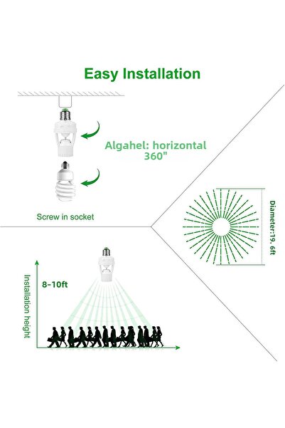 Choice محول مقبس تيار متردد 100-240 فولت E27 مع مستشعر حركة PIR قاعدة مصباح LED E27 أمبولة مفتاح ذكي...