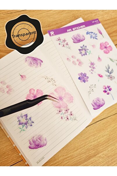 AR Sticker - مجموعة ملصقات جدول الأعمال الخاصة بالكمبيوتر المحمول والهاتف والكمبيوتر اللوحي ذات طابع الزهور والأوراق الشفافة