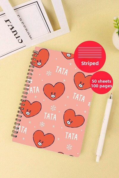 Anime Marketi Bt21 Tata Designed A5 Spiral School Notebook 50 Sheets 100 Pages - Ruled