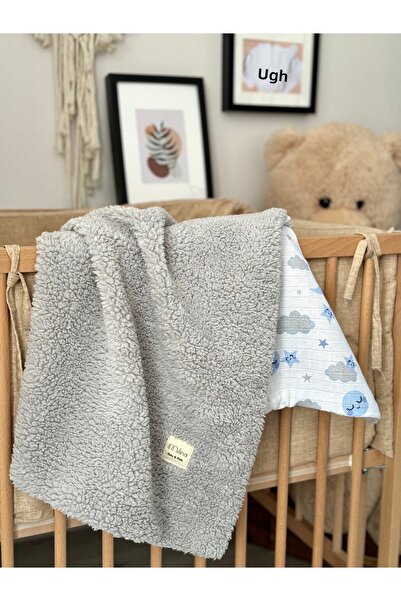 MİLNA BABY&KİDS بطانية أطفال من جلد الغنم الموسلين مزدوجة الجوانب مقاس 100*10...