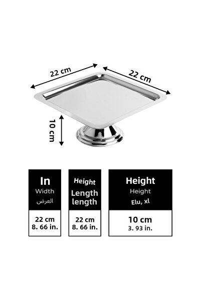 Fiyakalı Ürünler Atölyesi Silver Square, Stylish Cake, Pastry, Cookie and Dessert Serving Presentation Stand with Pedestal