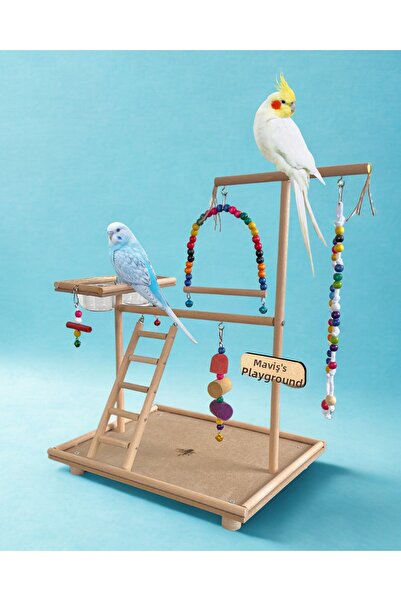 Paks Pet ملعب الطيور رقم: 12 ملعب طيور خشبي مصنوع يدويًا، مجموعة ألعاب الطيور الممتازة، لعبة الببغاء السلطان