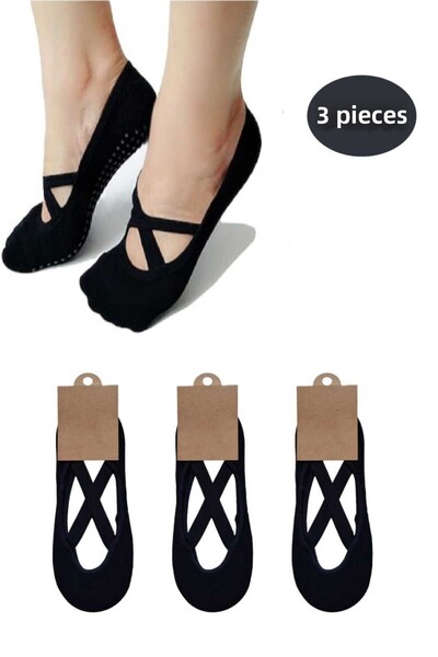 Aware Time Комплект от 3 неплъзгащи се чорапчета за йога и фитнес за жени - с...