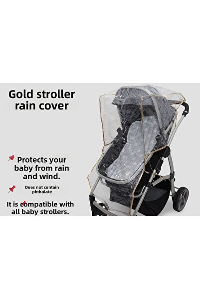 MorBebe غطاء المطر لعربة الأطفال باللون الذهبي