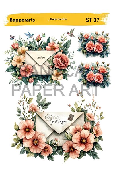 Banuca Paper Art ST37 - 25*35 سم مغلف رومانسي ونمط زهور نقل أرضية مائية مفتوحة