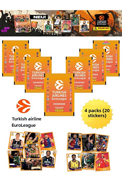 hediyecik مجموعة ملصقات بانيني الخطوط الجوية التركية يوروليج 2025 4 عبوات (20...