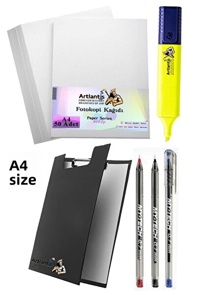 Artlantis قلم حبر جاف مقاس A4 مع غطاء 3 ألوان A4 ورق تصوير أبيض 50 قطعة قلم ت...