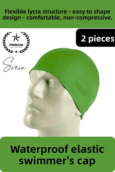 Svein 2 Pack Waterproof Cloth Cap Lycra Swimmer Sea Pool Elastic Unisex Ear P...