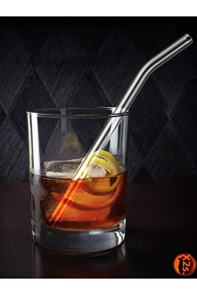 ERKUGO 6 Pieces Thick and Large Size Glass Straws, Curved Transparent Glass Straw Set with Cleaning Brush Gift