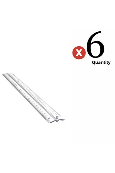 HATAS Διαφανές Τρίγωνο Χάρακας Διπλής Όψης με Κλίμακα Εκατοστών 30cm 6 Τεμάχια ΣΕΤ