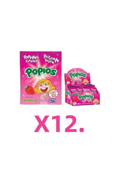 Hleks انفجار الحلوى Popios 4 غرام 40 قطعة الفراولة 12 عبوة (إجمالي 480 قطعة)
