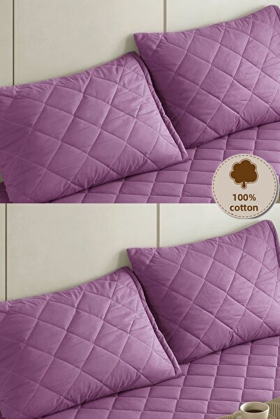 Formeya Lilac 100% Cotton Quilted Pillow Protector Mattresses 4 Pieces