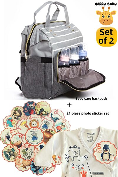 Sahra حقيبة ظهر للعناية بالأم والطفل مقاومة للبقع ومقاومة للماء مع حجرة زجاجات الرضاعة