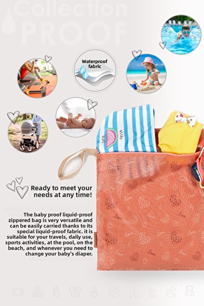 HAMUR Baby Proof Clothing Bag - Wet Dry Clothes, Liquid Proof Dirty Bag, Love