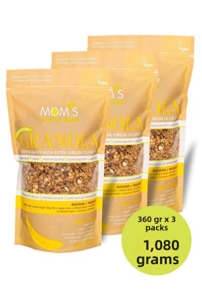 Mom's Natural Foods 3 قطع موز-جوز جرانولا 360 جرام
