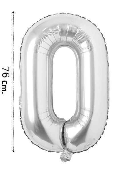ELGALA بالون فويل رقم 0 بالون هيليوم 76 سم لون فضي