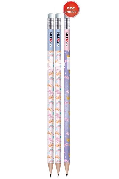 Modellino مجموعة أقلام رصاص من 3 قطع مع ممحاة منقوشة من فاتح - خيارات النمط