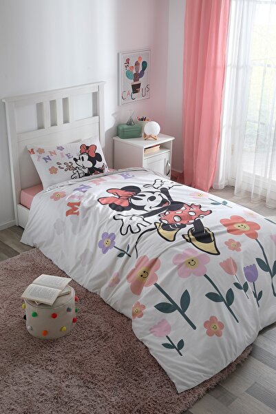 Özdilek Set de lenjerie de pat pentru copii Minnie Mouse Flowers, cu licență ...