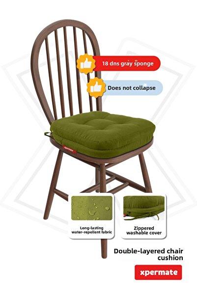 XPERMATE 6 Pack Double Layer Chair Cushion Zippered Washable Cover Water and Oil Repellent 42X42X8 Green