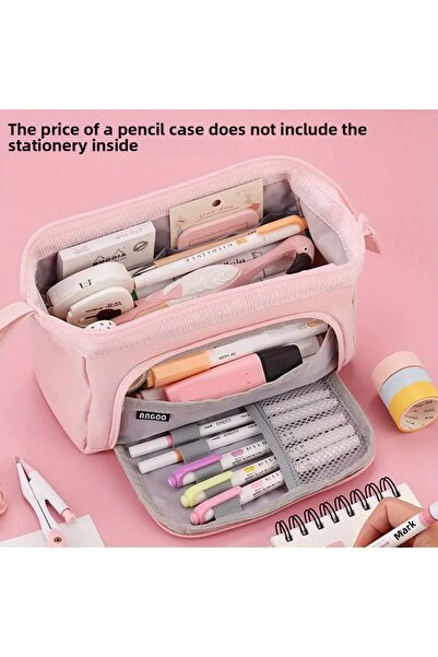 GlassySKY Cutie de creioane din pânză cu mai multe straturi, cu capacitate ma...