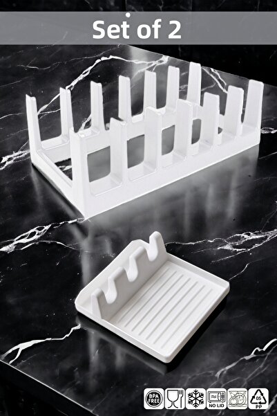 NY HOME Set de 2 bucătărie Organizator alb pentru capac pentru oală