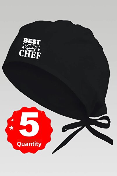 enmalife Καπέλο 5 τεμαχίων με λογότυπο Best Chef, με μαύρη στάμπα σε λευκό, ε...
