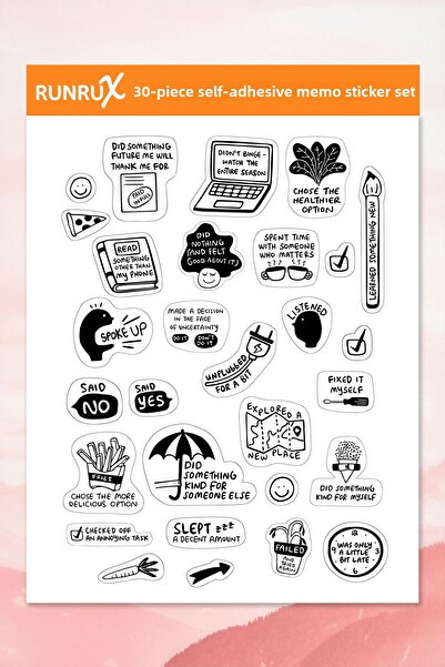 Runrux ملصق سلسلة الملاحظات الذاتية - جدول الأعمال، دفتر الملاحظات، الكمبيوتر...