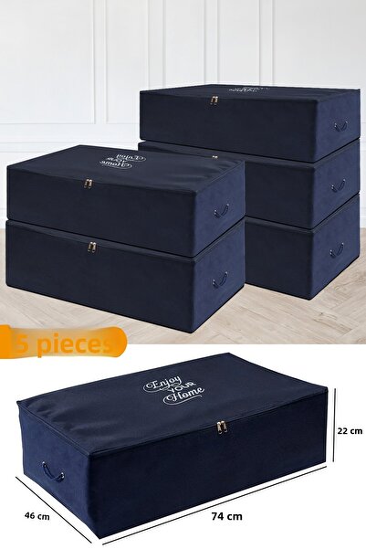 Serstil 5 Pieces - Mega Size Dark Blue Storage Bag Under Base 74 x 46 x 22 cm