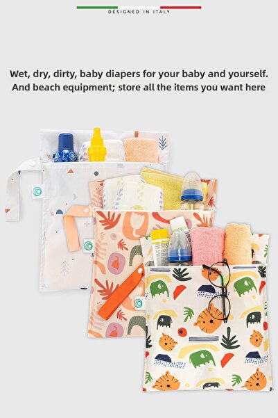 Elele Life Wet Dry And Dirty Baby Bag Liquid Proof Large Size 28x24 cm Shapes