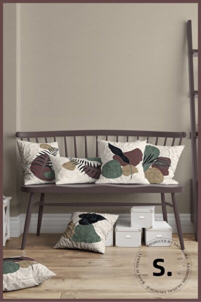 SasoHome Husă de pernă din 4 bucăți, imprimată digitală, cu design cu pietre colorate