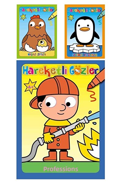 0-6 Yaş Yayınları Moving Eyes Series Coloring Books for Children Aged 3+-3 Bo...