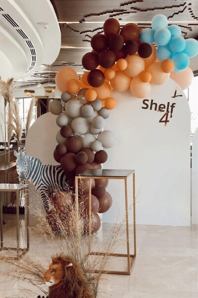 Partifabrik بالون سلسلة بطول 5 أمتار بتصميم سفاري ملون ناعم