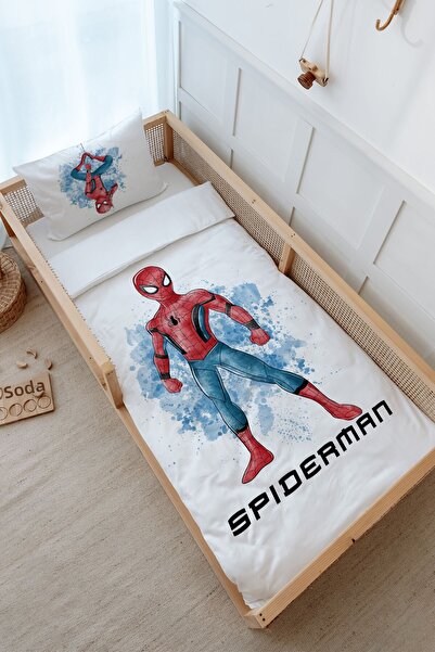 Tuğba Kuğu طقم غطاء لحاف مونتيسوري (100x200) - سلسلة كرتونية - سبايدر مان