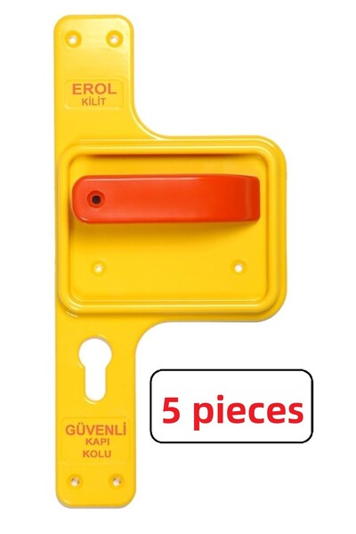 Erol Mâner de ușă sigur și rezistent la spargere, cu barieră, galben oglindă-portocaliu, 5 seturi