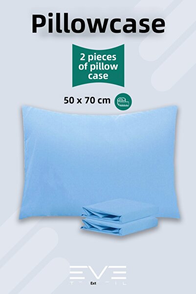 Eve Tekstil 2Pcs Ranforce Plain Cotton Antibacterial Washable Luxury Pillowcases 50X70Cm