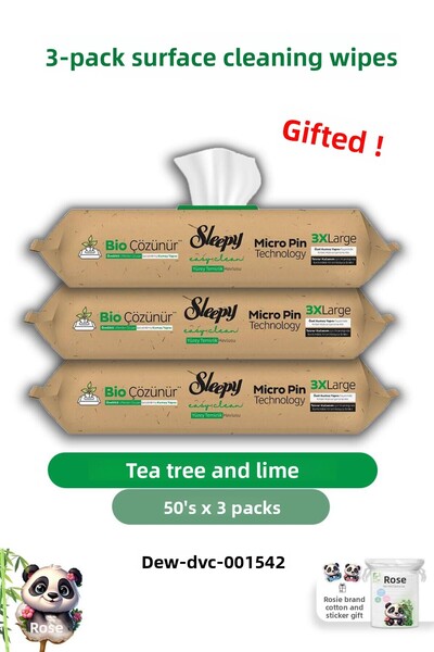 Sleepy 50 منديل روزي - 3 قطع من مناديل سطح شجرة الشاي والليمون
