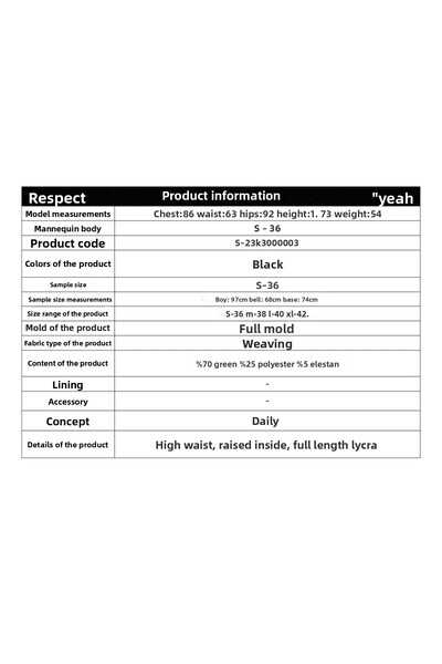 By Saygı High Waist Inside Raised Top Length Lycra Shaping Leggings