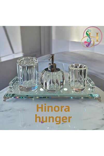 Hinora طقم أطباق صابون أنيق للحمام مكون من 3 قطع من كريستال موديل